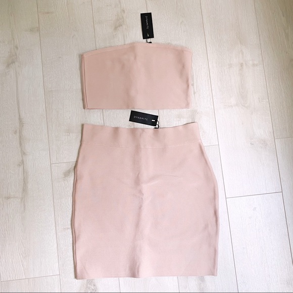 NWT Blush Bandage Skirt & Bandeau Set - Picture 1 of 5